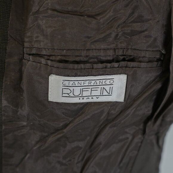 Gianfranco  Ruffini Italy Brown Check Super 100S Worsted Wool 38R Sport Coat 3 B - Picture 8 of 15